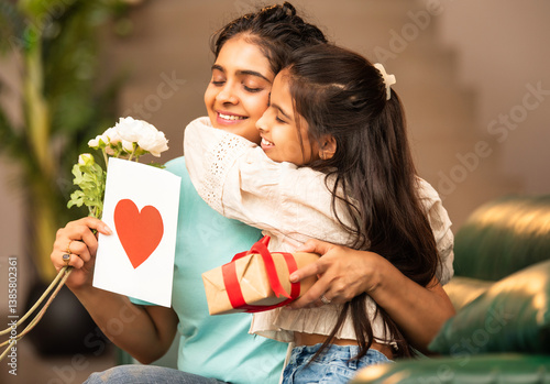 Canvastavla Emotional moment as Indian mother hugs her daughter, receiving a special Mother'