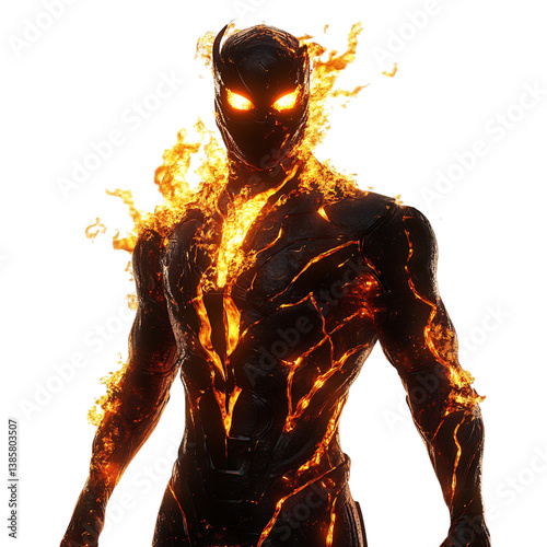 A Man in Flames 3D Character Isolated on Transparent Background