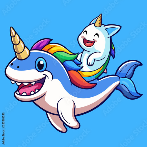 Cute blue cartoon shark, a funny sea animal illustration, smiles happily in the ocean water, cartoon, blue, shark, cute, funny, sea, animal, illustration, smiles, happily, ocean, water, underwater