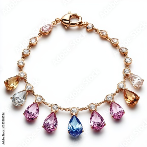 Wallpaper Mural Elegant Vintage Style Bracelet with Colorful Gemstones and Diamonds Torontodigital.ca