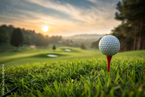 A close-up of a golf tee firmly planted in the vibrant green grass, ready to support the perfect shot.