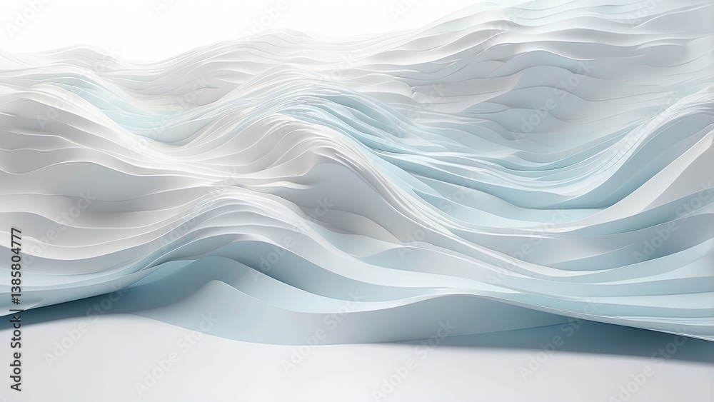Fototapeta premium abstract background with wavy lines in white and light blue tones