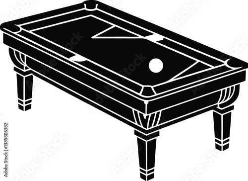 billiard table with balls.