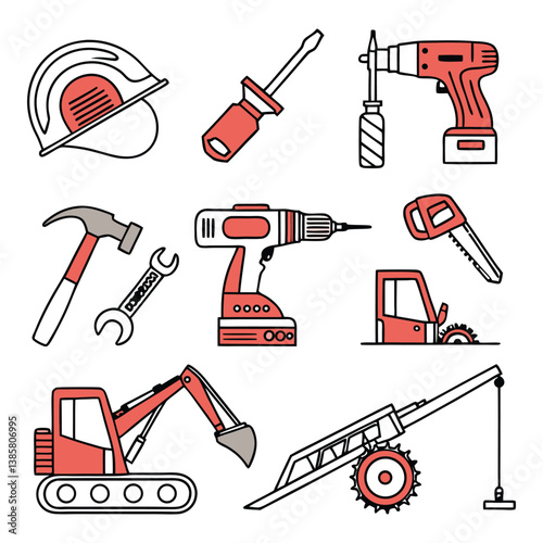 Construction Tools and Equipment - Safety Gear, Drills, and Machinery