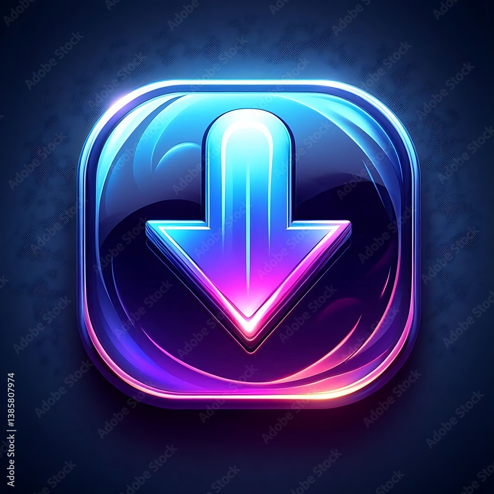 Glossy Download Button with Metallic Finish Glossy Download Button with Metallic Finish