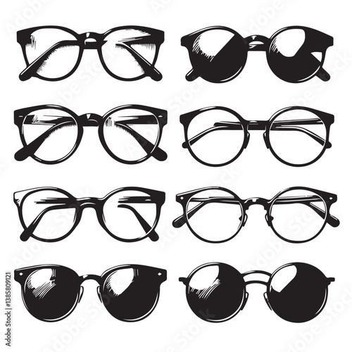 set of eyeglasses man silhouette  Vector illustration on white background