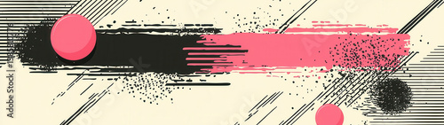 Obraz na płótnie A striking abstract vector featuring pink and black elements with dynamic strokes and shapes on a soft cream backdrop w salonie