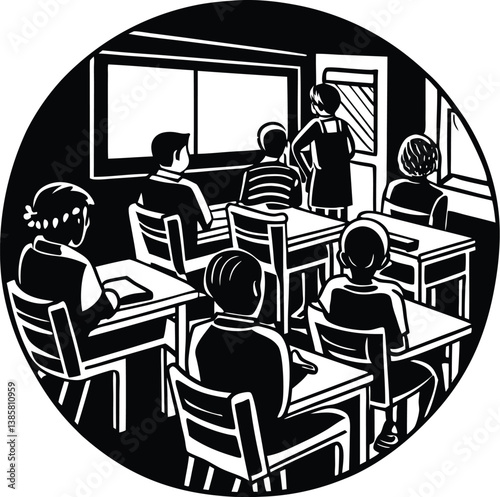 School classroom scene eps.