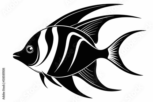 angelfish sihouette black vector