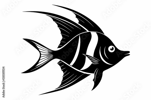 angelfish sihouette black vector