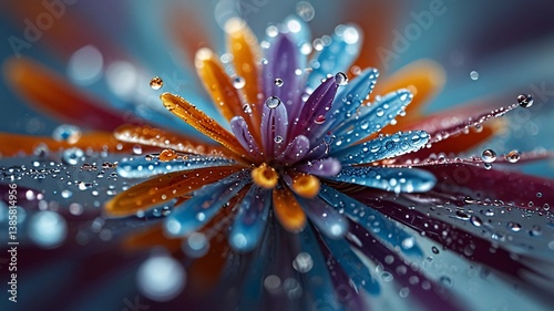 Vibrant Macro Flower with Water Droplets and Ethereal Glow V6