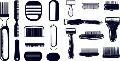 Collection of Hair Styling Tools in Vector Art for Beauty and Grooming