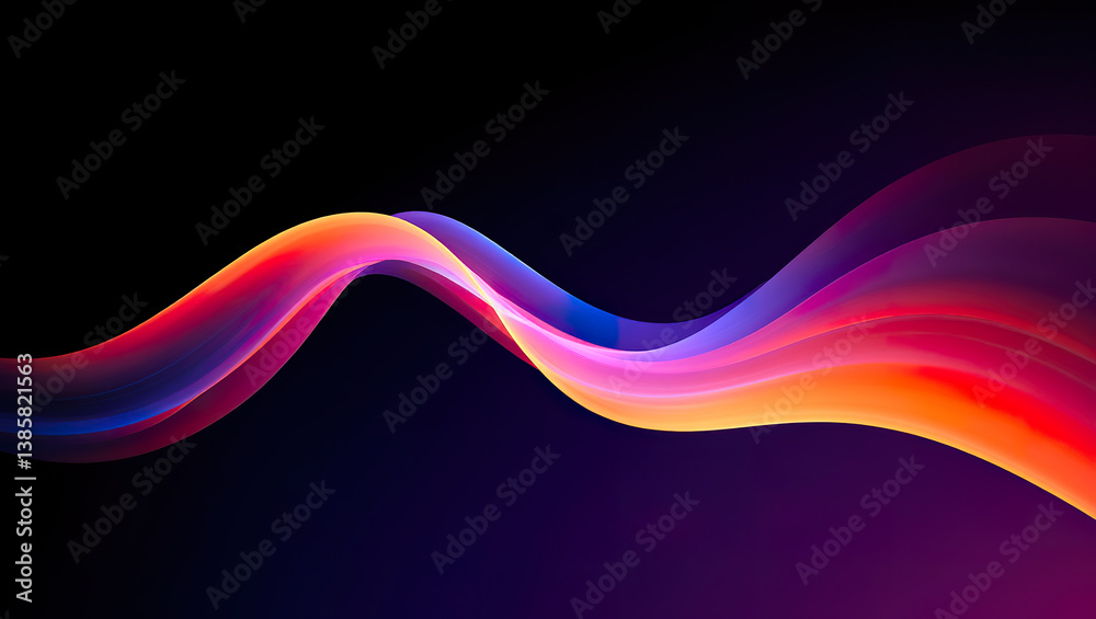 Smooth gradient ribbon flowing through dark background with warm neon tones