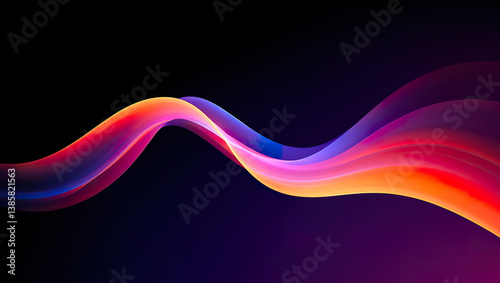Obraz na płótnie Smooth gradient ribbon flowing through dark background with warm neon tones w salonie