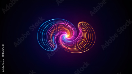 Obraz na płótnie Vibrant neon vortex forming infinity shape on dark abstract background w salonie