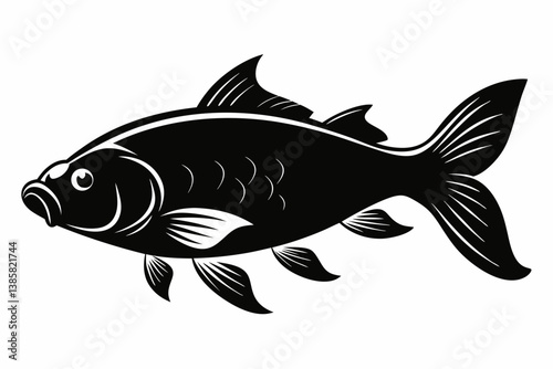 carp silhouette black vector