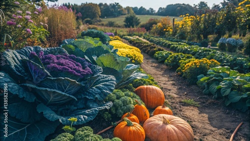 Vibrant Organic Vegetable Garden with Colorful Produce and Greens V3