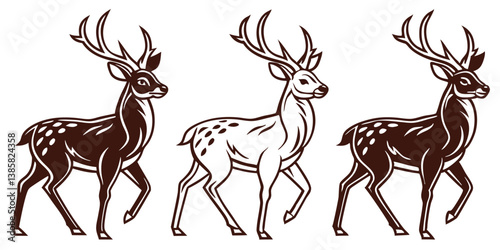 Stylized Vector Deer Illustration - Elegant Wildlife Design for Your Projects