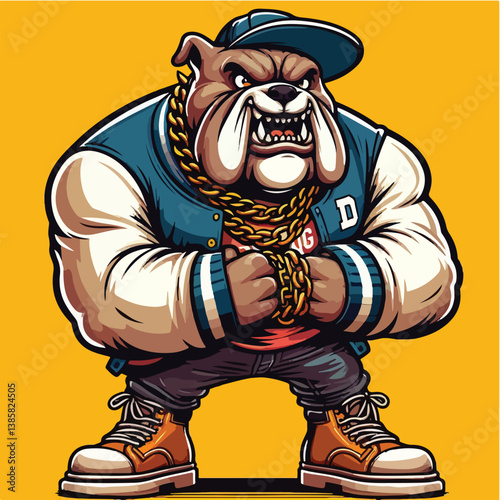 Musle Bulldog Cartoon Style