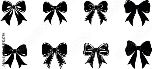Collection of Black Bow Illustrations Suitable for Various Design Projects
