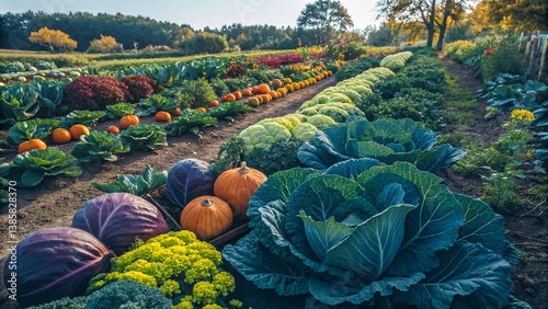 Vibrant Organic Vegetable Garden with Colorful Produce and Greens V6