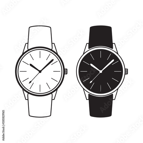 Minimalist dual-tone wristwatch illustration