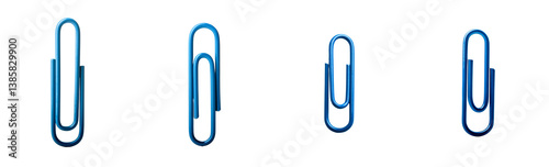 A singal Paperclip Blue isolated on transparent Background Office Supplies