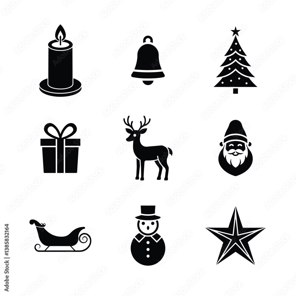 Fototapeta premium christmas icons set vector illustration