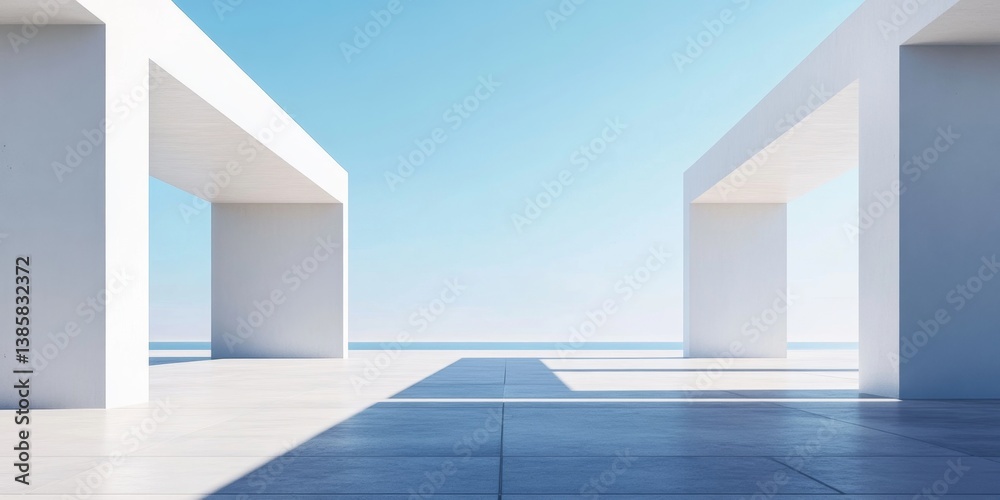 Obraz premium Modern White Architecture Overlooking Sea