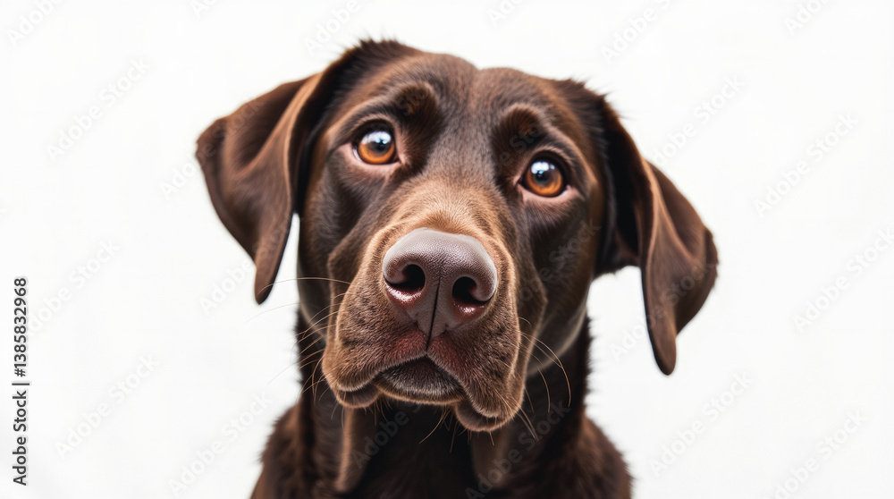 Labrador Retriever Dog – Expressive Brown Eyes and Attentive Gaze – Close-Up Portrait Labrador Retriever Dog – Expressive Brown Eyes and Attentive Gaze – Close-Up Portrait