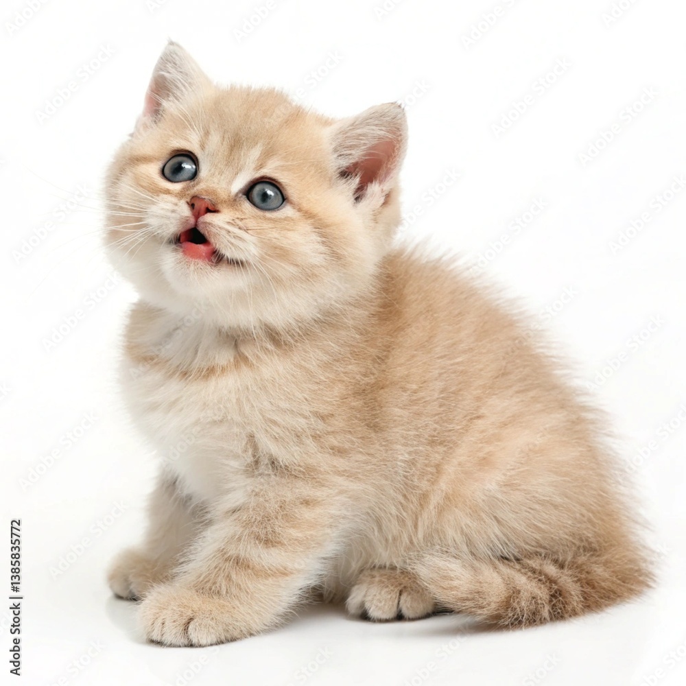 Fototapeta premium cute kitten sitting isolated on white background