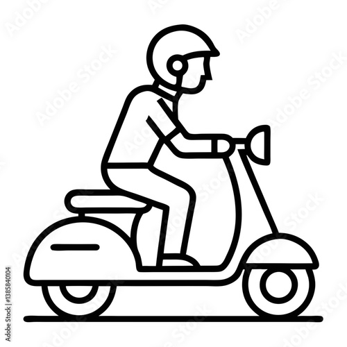 man riding scooter miniature isolated for vector