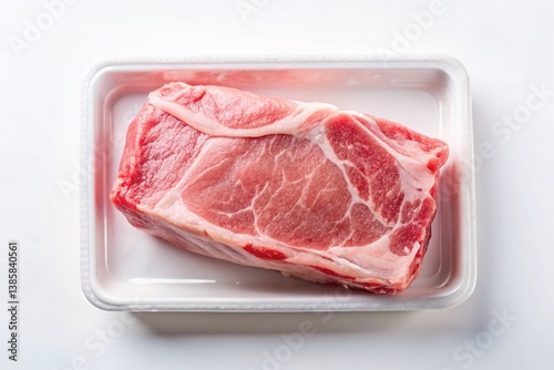 Minimalist Frozen Pork: Clean White Background, Single Pack Shot