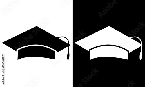 Graduation cap icon set. line and glyph version, student hat outline and filled vector sign. Academic cap full pictogram. Education symbol, logo  Different style icons. flat vector illustration. eps10