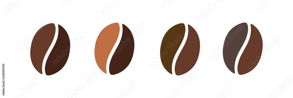 Obraz premium Coffee bean icon. Coffee seed sign set. Caffeine vector symbol isolated on white background. Arabic roasted icon.