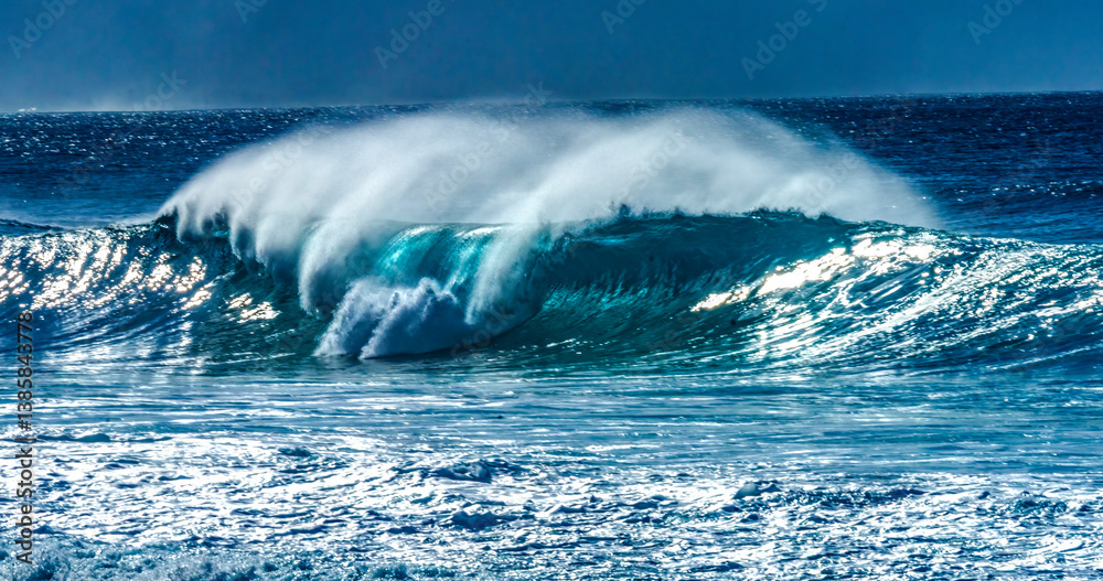 Colorful Large Wave Banzai Pipeline North Shore Oahu Hawaii