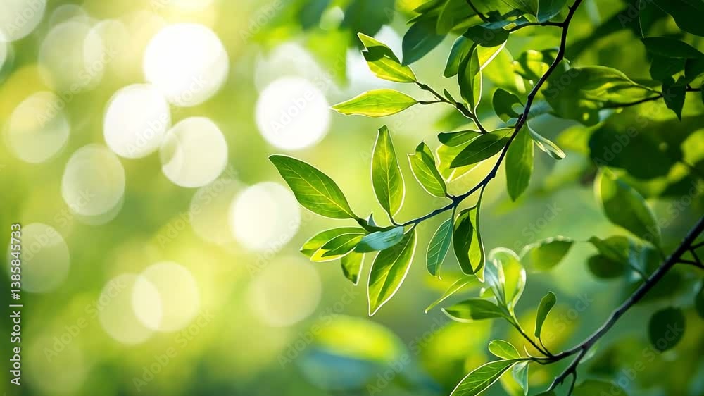 Lush Green Leaves with Soft Bokeh Background Creating a Serene and Fresh Natural Atmosphere in Sunlit Forest Environment Lush Green Leaves with Soft Bokeh Background Creating a Serene and Fresh Natural Atmosphere in Sunlit Forest Environment