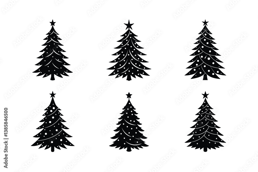 Obraz premium set of christmas trees vector illustration