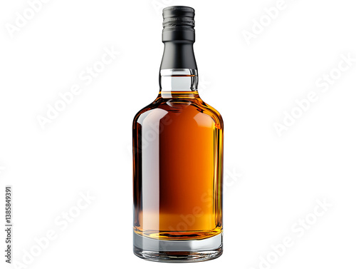 A full bottle of whiskey isolated on transparent background