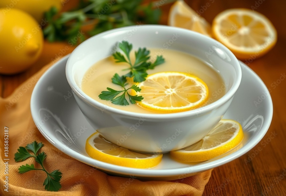 Warm and inviting bowl of Avgolemono Soup Warm and inviting bowl of Avgolemono Soup