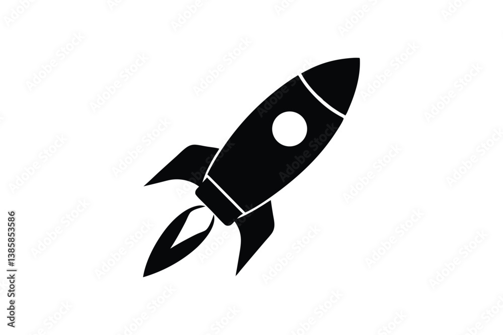Obraz premium Silhouette vector illustration design of a toy rocket icon.eps