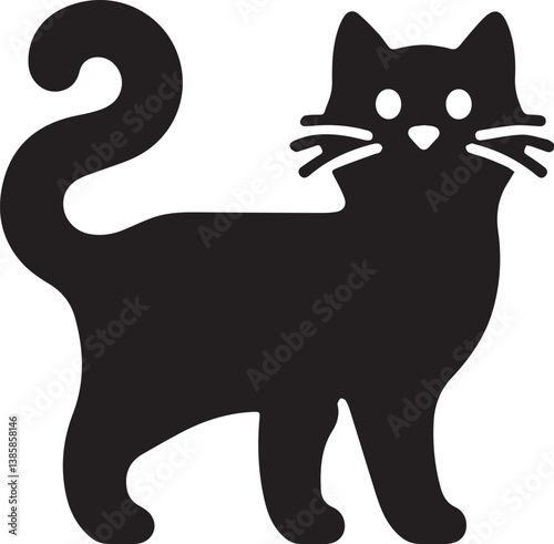 Cute black cat vector