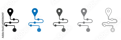 Project plan vector icon set. Project plan vector symbol. Journey path sign. Business guideline vector icon. Project timeline vector symbol. Route navigate line sign for UI designs. EPS 10 .