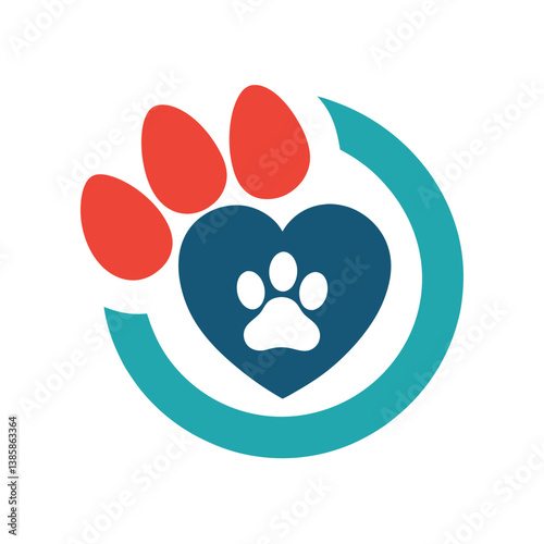 Pawsitive Vibes Pet Care Logo Design - Heart, Paws, and Circle