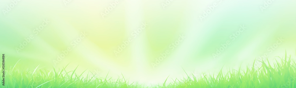 Fototapeta premium Light green wide banner background with natural elements. The soft and calming shade of green creates a pleasant atmosphere.