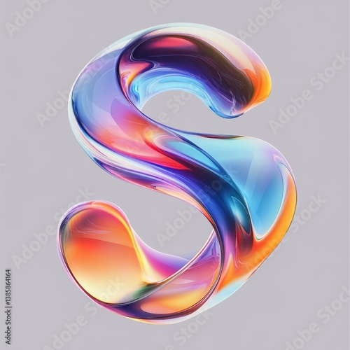 Abstract colorful letter S design on a plain background