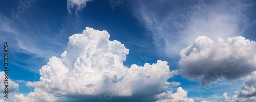 Natural landscape with beautiful clouds, panoramic view