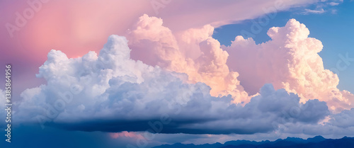 Natural landscape with beautiful clouds, panoramic view