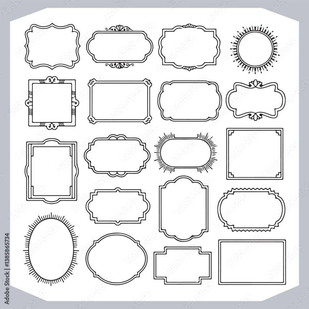 Calligraphic Decorative Ornamental Frames Collection Vintage Labels and Design Elements