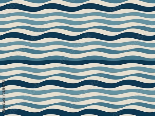 Obraz na płótnie Abstract Blue Wave Pattern Background, Seamless Ocean Waves Design w salonie